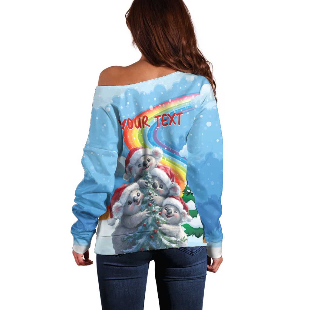 Personalised Australia Koala Christmas Off Shoulder Sweater Santa Claus Ho Ho Ho