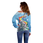 Personalised Australia Koala Christmas Off Shoulder Sweater Santa Claus Ho Ho Ho