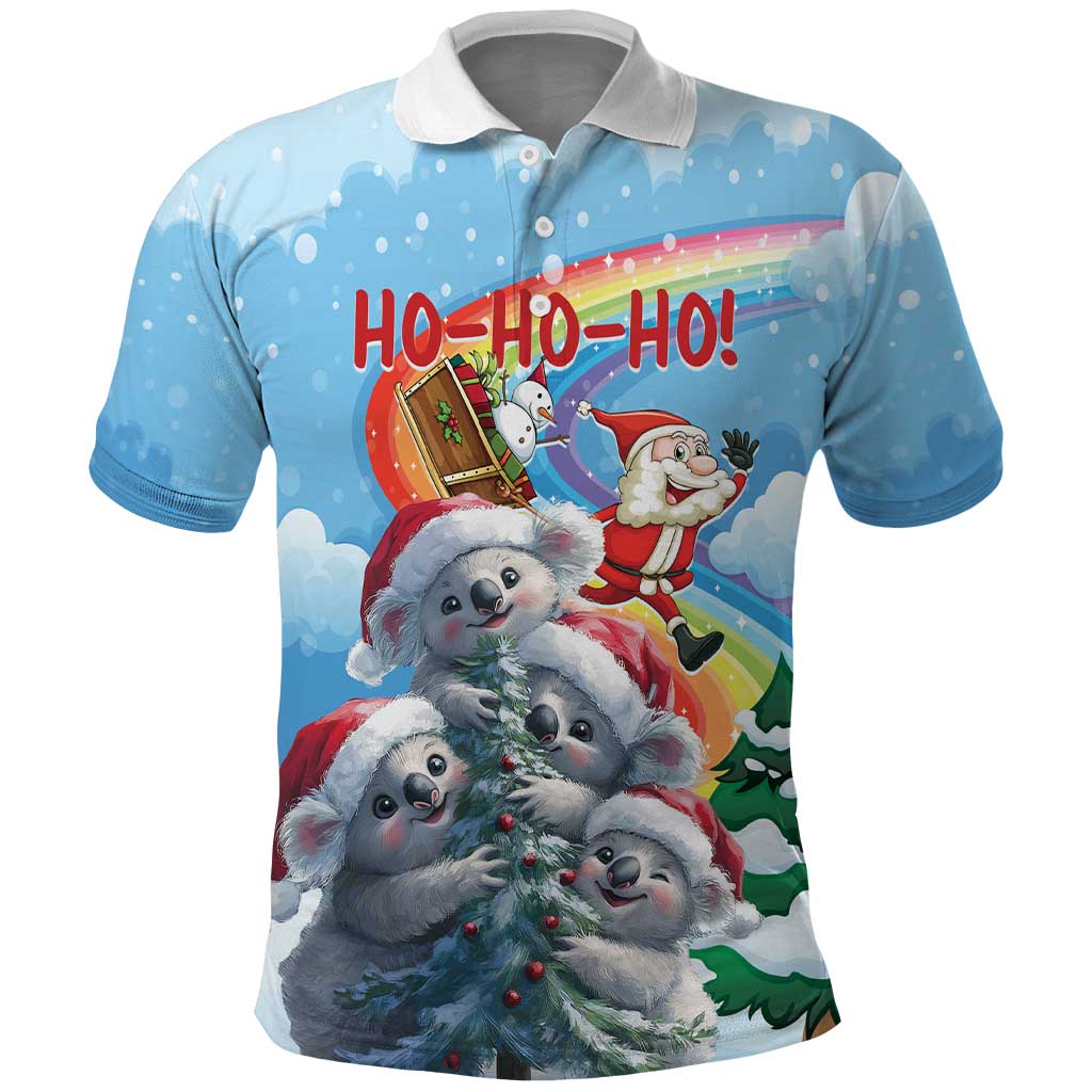 Personalised Australia Koala Christmas Polo Shirt Santa Claus Ho Ho Ho