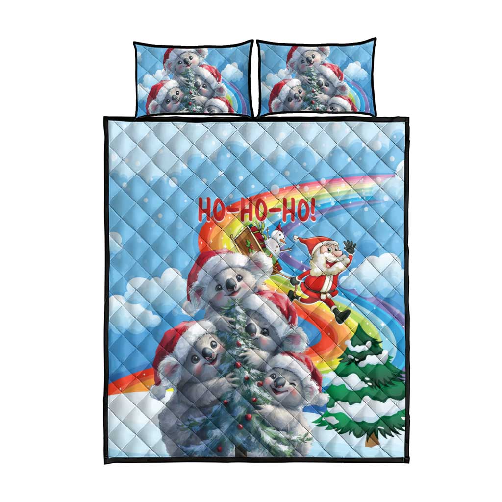 Australia Koala Christmas Quilt Bed Set Santa Claus Ho Ho Ho