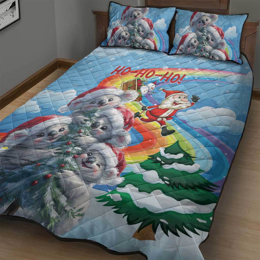 Australia Koala Christmas Quilt Bed Set Santa Claus Ho Ho Ho