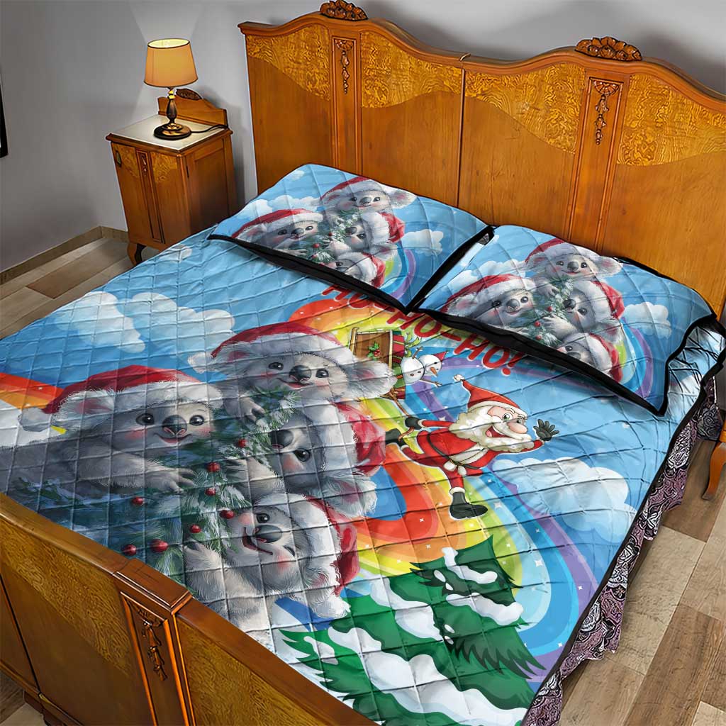Australia Koala Christmas Quilt Bed Set Santa Claus Ho Ho Ho