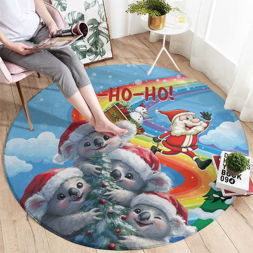 Australia Koala Christmas Round Carpet Santa Claus Ho Ho Ho