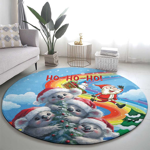 Australia Koala Christmas Round Carpet Santa Claus Ho Ho Ho