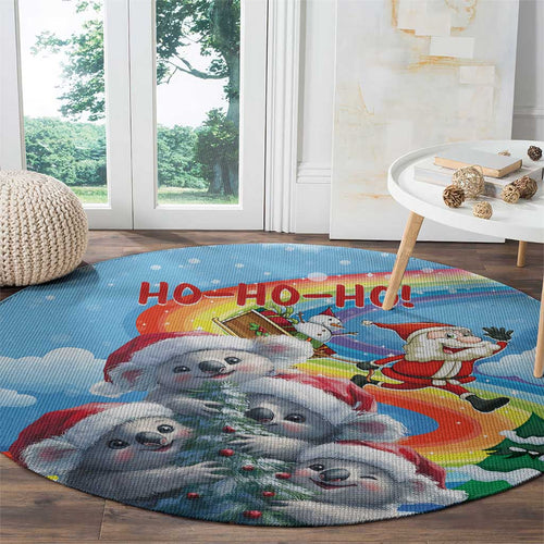 Australia Koala Christmas Round Carpet Santa Claus Ho Ho Ho