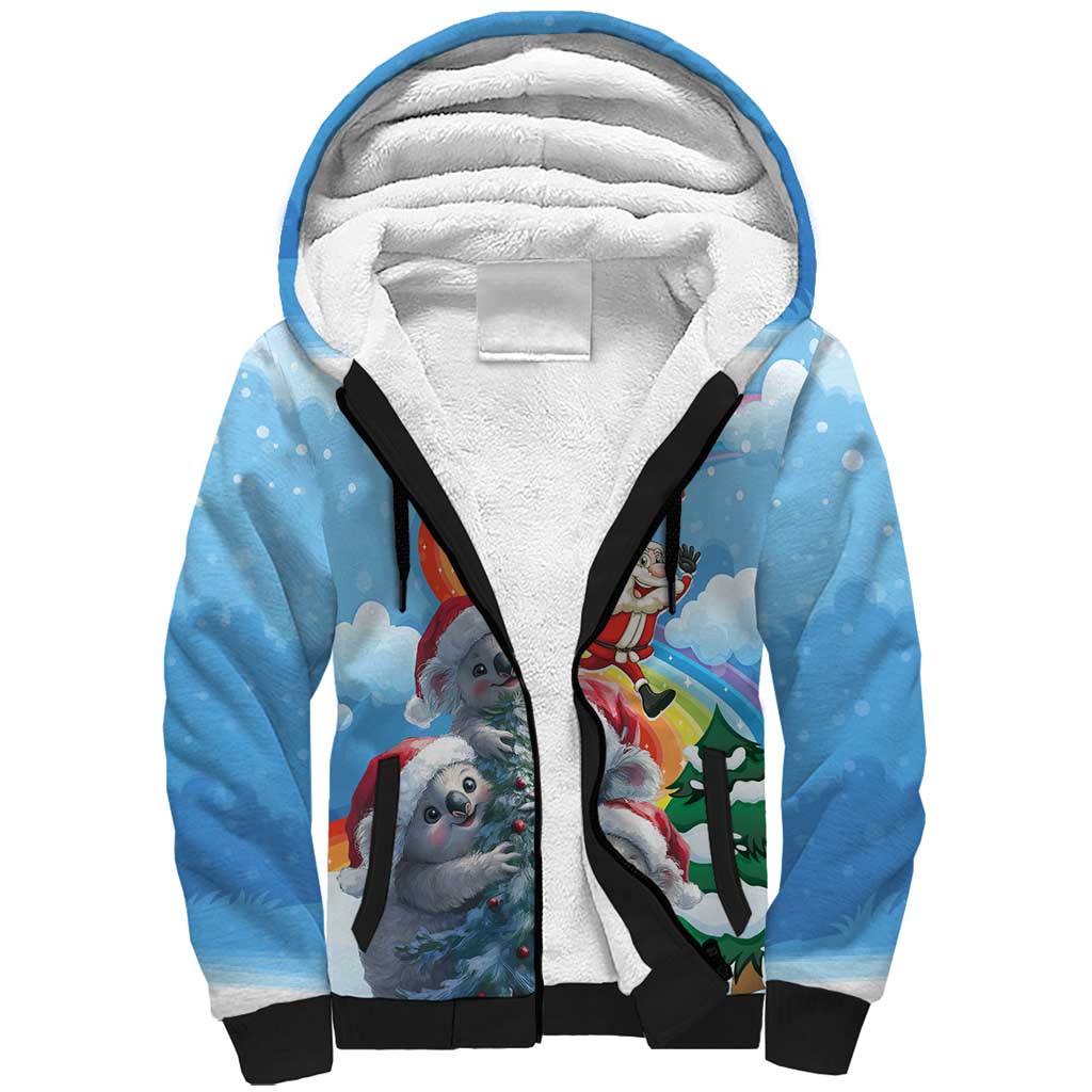 Personalised Australia Koala Christmas Sherpa Hoodie Santa Claus Ho Ho Ho