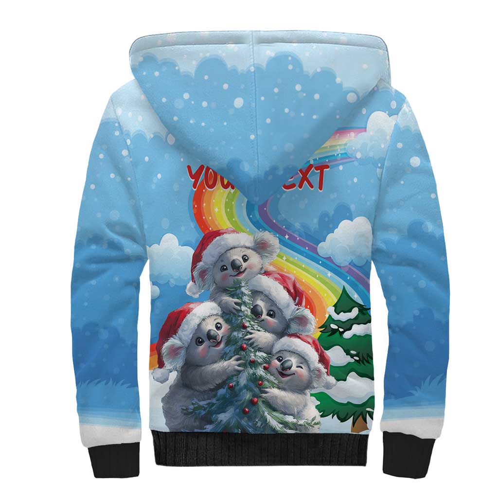 Personalised Australia Koala Christmas Sherpa Hoodie Santa Claus Ho Ho Ho