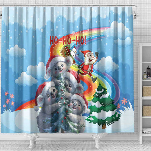 Australia Koala Christmas Shower Curtain Santa Claus Ho Ho Ho