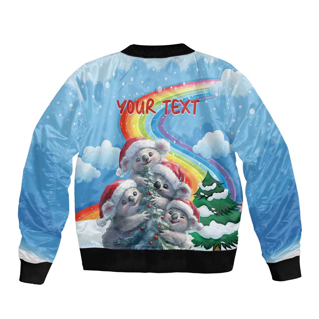 Personalised Australia Koala Christmas Sleeve Zip Bomber Jacket Santa Claus Ho Ho Ho