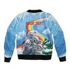 Personalised Australia Koala Christmas Sleeve Zip Bomber Jacket Santa Claus Ho Ho Ho