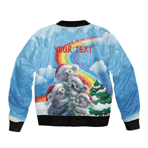 Personalised Australia Koala Christmas Sleeve Zip Bomber Jacket Santa Claus Ho Ho Ho