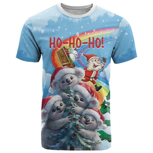 Personalised Australia Koala Christmas T Shirt Santa Claus Ho Ho Ho