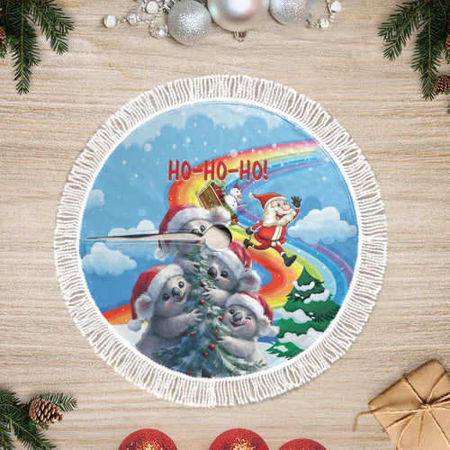 Australia Koala Christmas Tree Skirt Santa Claus Ho Ho Ho