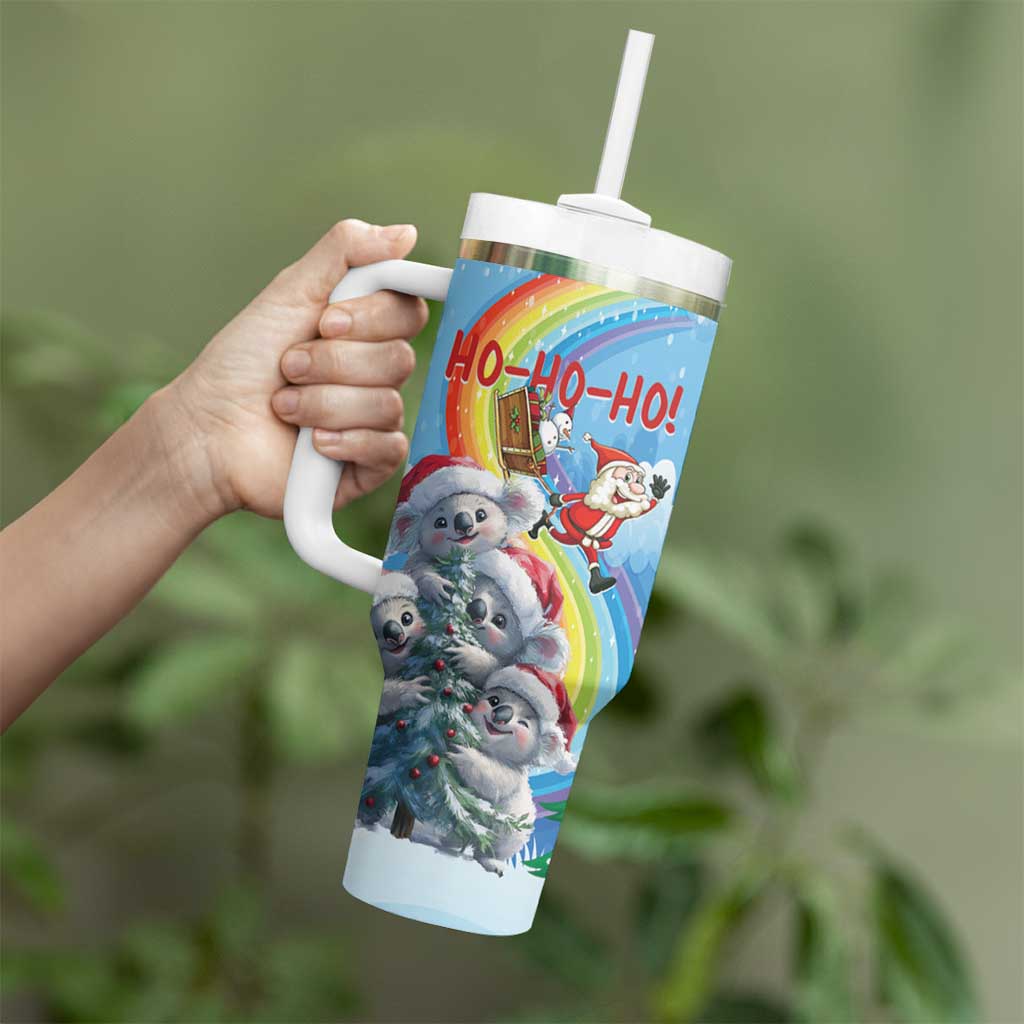 Personalised Australia Koala Christmas Tumbler With Handle Santa Claus Ho Ho Ho