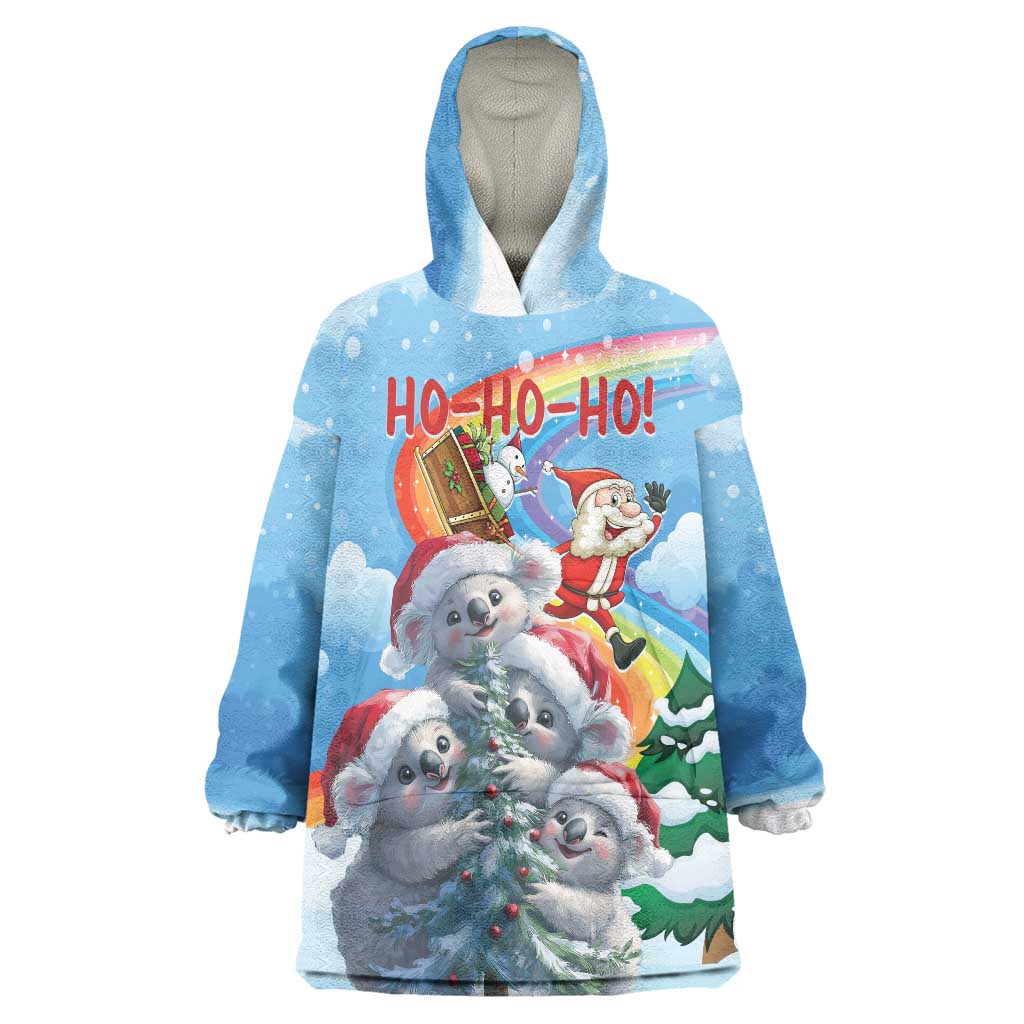 Personalised Australia Koala Christmas Wearable Blanket Hoodie Santa Claus Ho Ho Ho