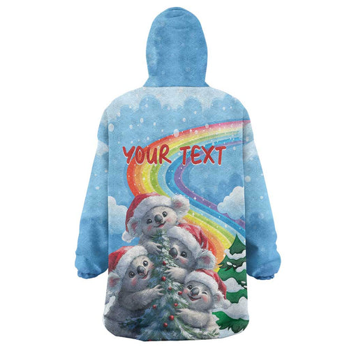 Personalised Australia Koala Christmas Wearable Blanket Hoodie Santa Claus Ho Ho Ho