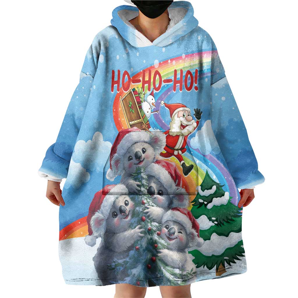 Personalised Australia Koala Christmas Wearable Blanket Hoodie Santa Claus Ho Ho Ho