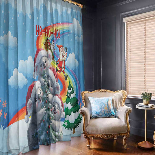 Australia Koala Christmas Window Curtain Santa Claus Ho Ho Ho
