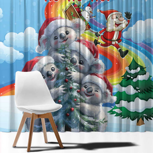 Australia Koala Christmas Window Curtain Santa Claus Ho Ho Ho