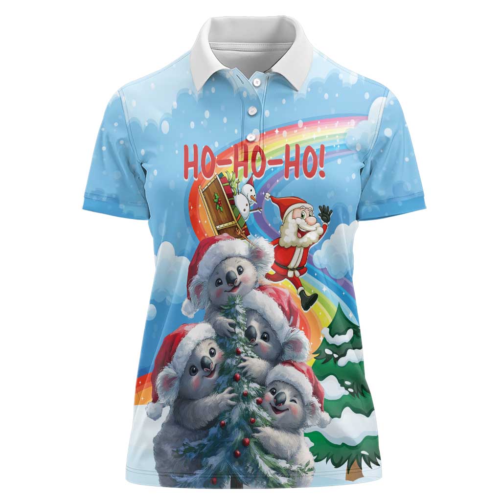 Personalised Australia Koala Christmas Women Polo Shirt Santa Claus Ho Ho Ho