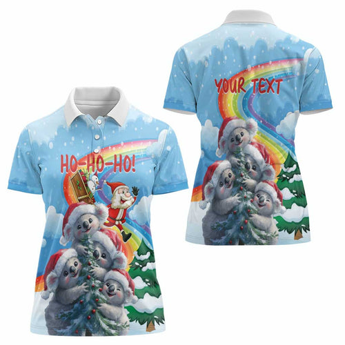 Personalised Australia Koala Christmas Women Polo Shirt Santa Claus Ho Ho Ho
