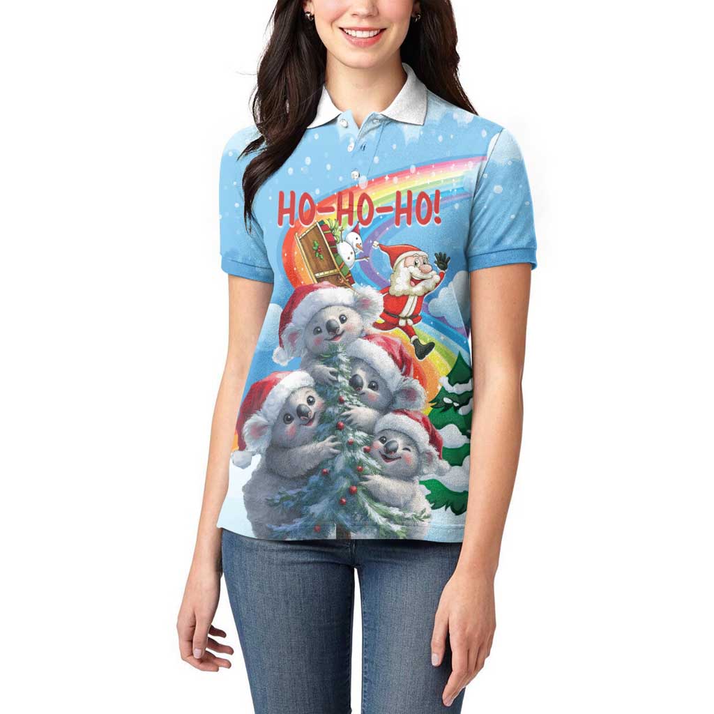 Personalised Australia Koala Christmas Women Polo Shirt Santa Claus Ho Ho Ho