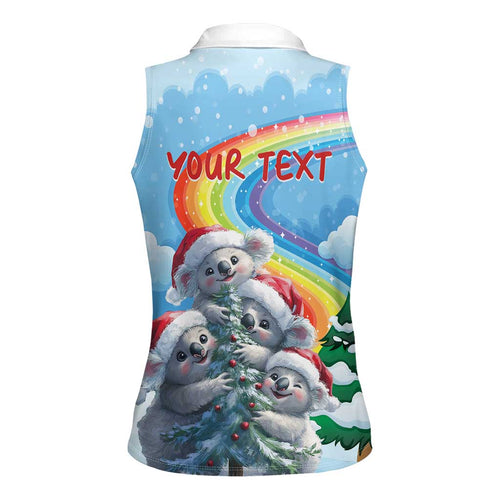 Personalised Australia Koala Christmas Women Sleeveless Polo Shirt Santa Claus Ho Ho Ho