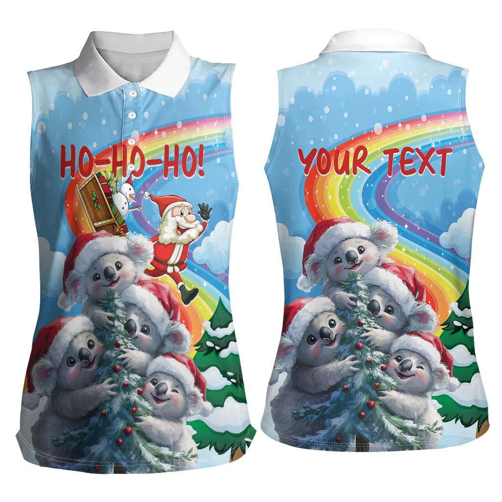 Personalised Australia Koala Christmas Women Sleeveless Polo Shirt Santa Claus Ho Ho Ho