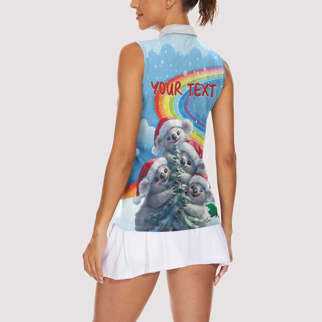 Personalised Australia Koala Christmas Women Sleeveless Polo Shirt Santa Claus Ho Ho Ho