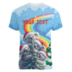 Personalised Australia Koala Christmas Women V-Neck T-Shirt Santa Claus Ho Ho Ho