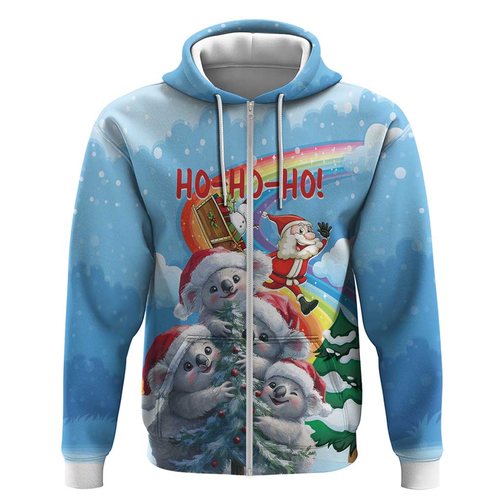 Personalised Australia Koala Christmas Zip Hoodie Santa Claus Ho Ho Ho