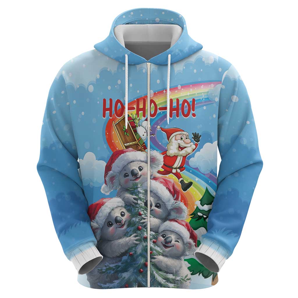 Personalised Australia Koala Christmas Zip Hoodie Santa Claus Ho Ho Ho