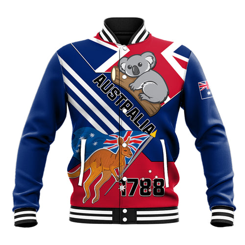 Australia Day Kangaroo and Koala With Flag Baseball Jacket