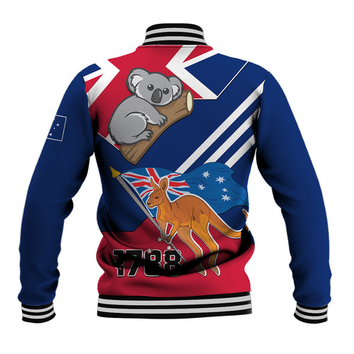 Australia Day Kangaroo and Koala With Flag Baseball Jacket