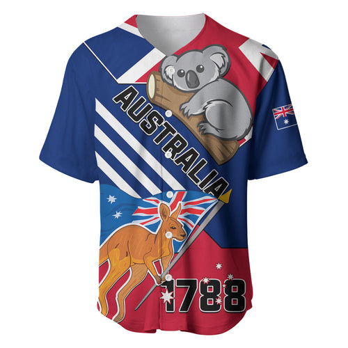 Australia Day Kangaroo and Koala With Flag Baseball Jersey
