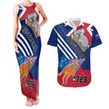 Australia Day Kangaroo and Koala With Flag Couples Matching Tank Maxi Dress and Hawaiian Shirt