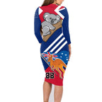 Australia Day Kangaroo and Koala With Flag Family Matching Long Sleeve Bodycon Dress and Hawaiian Shirt