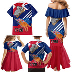 Australia Day Kangaroo and Koala With Flag Family Matching Mermaid Dress and Hawaiian Shirt