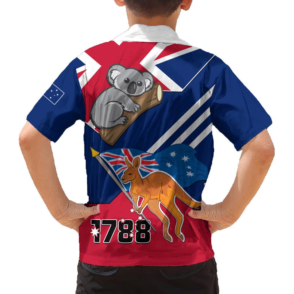 Australia Day Kangaroo and Koala With Flag Family Matching Off Shoulder Maxi Dress and Hawaiian Shirt