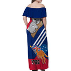 Australia Day Kangaroo and Koala With Flag Family Matching Off Shoulder Maxi Dress and Hawaiian Shirt