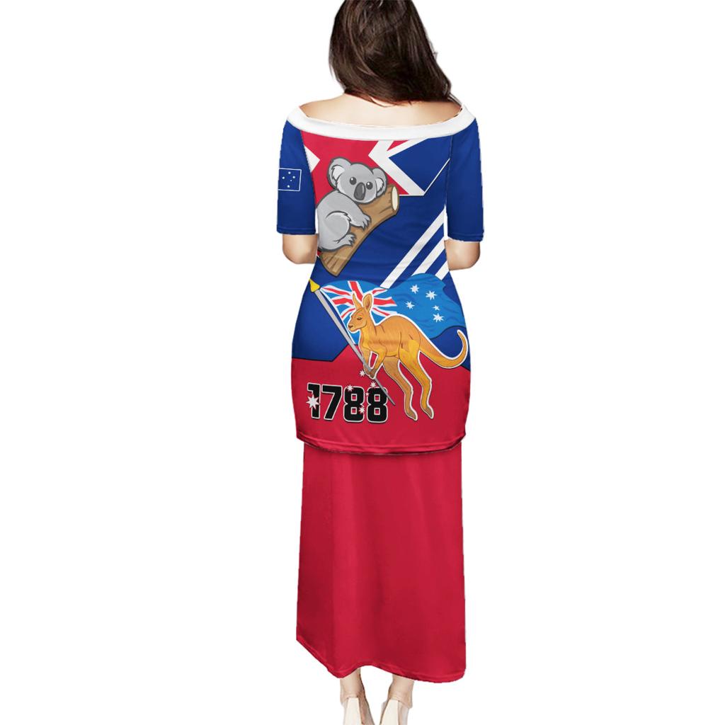 Australia Day Kangaroo and Koala With Flag Family Matching Puletasi and Hawaiian Shirt