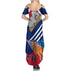 Australia Day Kangaroo and Koala With Flag Family Matching Summer Maxi Dress and Hawaiian Shirt