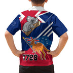 Australia Day Kangaroo and Koala With Flag Family Matching Tank Maxi Dress and Hawaiian Shirt