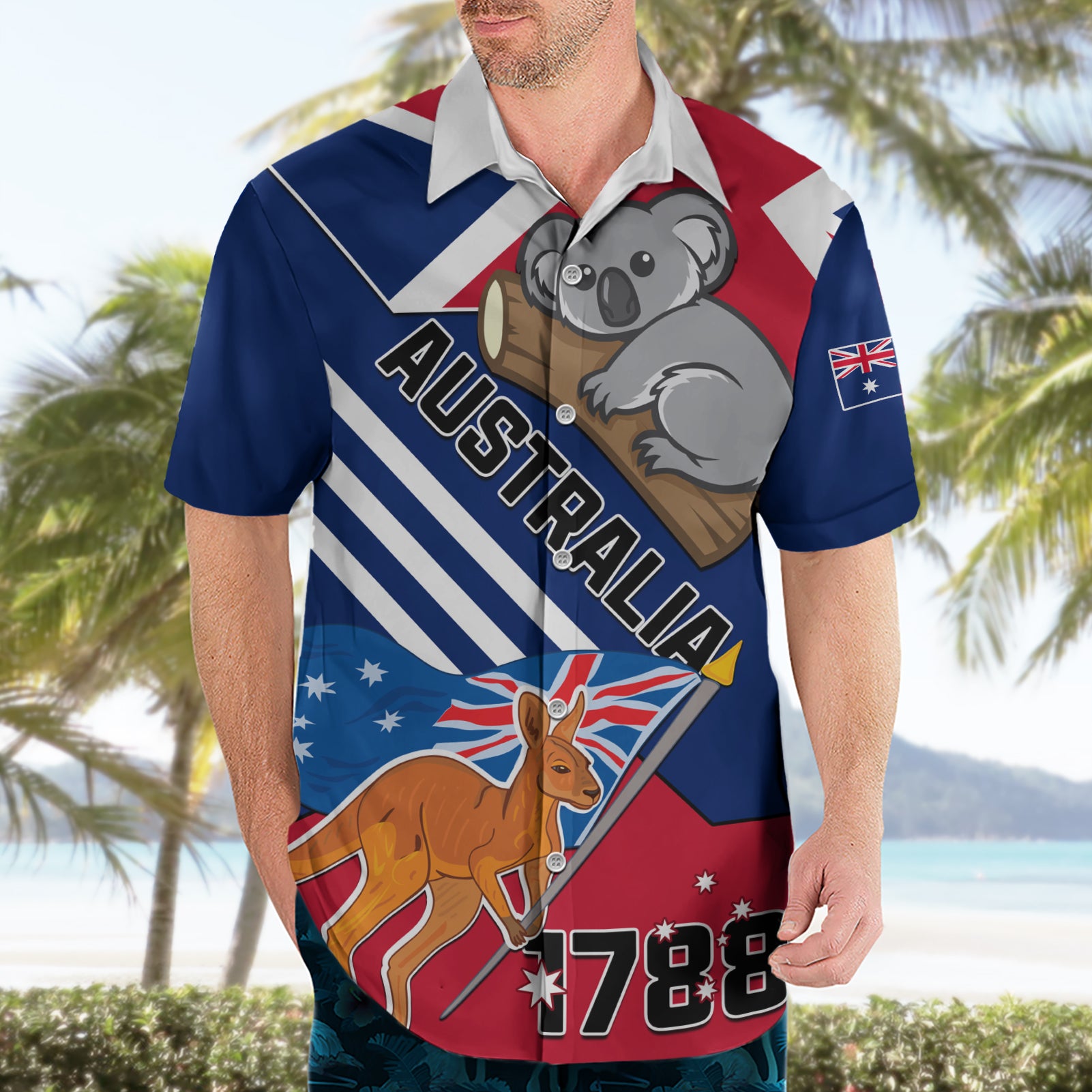 Australia Day Kangaroo and Koala With Flag Hawaiian Shirt