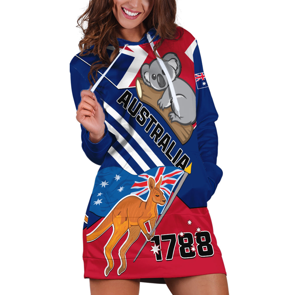 Australia Day Kangaroo and Koala With Flag Hoodie Dress