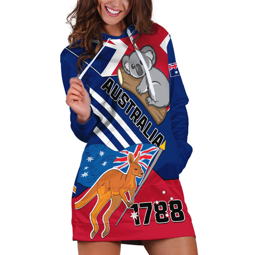 Australia Day Kangaroo and Koala With Flag Hoodie Dress