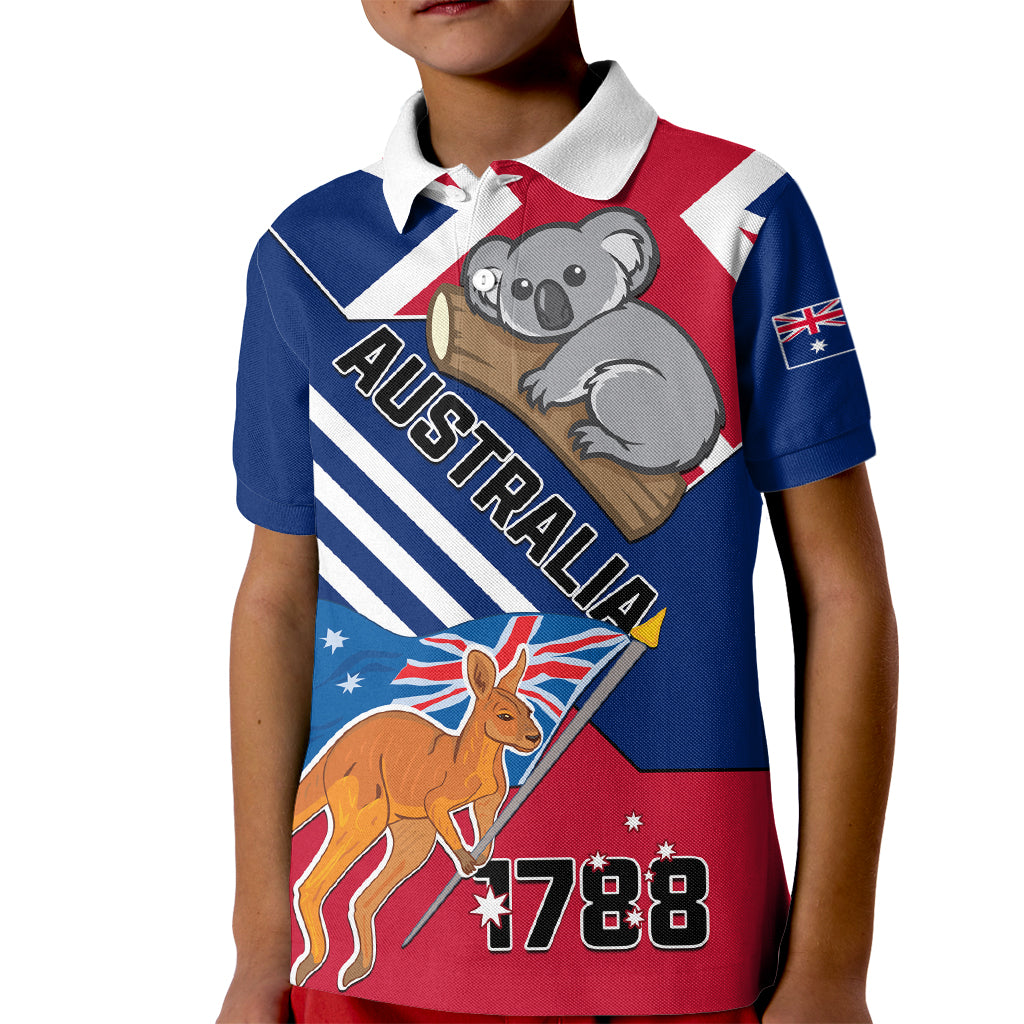 Australia Day Kangaroo and Koala With Flag Kid Polo Shirt