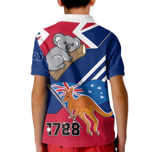 Australia Day Kangaroo and Koala With Flag Kid Polo Shirt