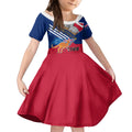 Australia Day Kangaroo and Koala With Flag Kid Short Sleeve Dress