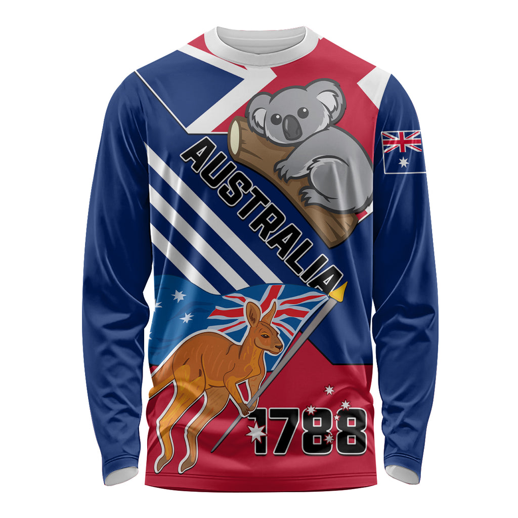 Australia Day Kangaroo and Koala With Flag Long Sleeve Shirt